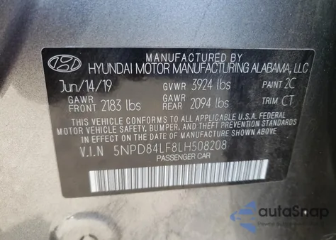 2020 Hyundai Elantra Sel из США, поврежденный, VIN 5NPD84LF8LH508208